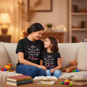 T-shirt « Ma princesse préférée m'appelle maman » pour les mères avec une fille, cadeau - Product Image 3