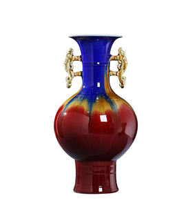 Vase en céramique de porcelaine rouge émaillée à la main pour décoration intérieure de luxe traditionnel chinois antique - Product Image 5