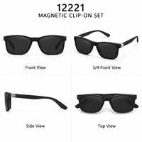 Lunettes de soleil magnétiques 5-en-1 pour hommes et femmes, polarisées, vision nocturne, verres ronds et carrés colorés, ensemble de lunettes optiques avec étui