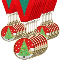 Cholemy 20 stuks kerstmedailles in metalen bloemstijl, geschilderd, voor eerste plaats, prijzen voor de wintervakantie, kerstfeestcadeau (kerstboom)