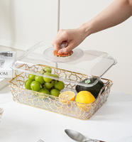 Plat à fruits rectangulaire en PET de qualité alimentaire, écologique, avec couvercle et poignée, design moderne et luxueux, durable pour les mariages et les fêtes