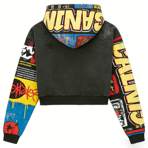 Sudaderas con Capucha para Hombre, Estilo Urbano, Diseño de Grafiti de Manga Larga, Aspecto Vintage Lavado |   Pedidos al por Mayor de Fabricantes Globales de Ropa - Product Image 2