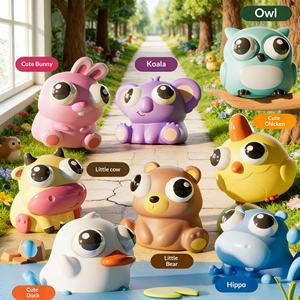 Jouet amusant anti-stress en plastique à presser et à regarder, poupée de dessin animé d'animal éblouissant, vente chaude - Product Image 3