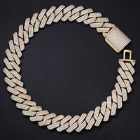 Chaîne cubaine entièrement sertie de 25 mm à 3 rangs, collier hip-hop en cuivre plaqué or/or blanc, bijou unisexe bling-bling streetwear, cadeau