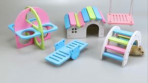 ชุดของเล่นหนูแฮมสเตอร์ PVC แบบ DIY พร้อมที่อยู่อาศัยครบชุด ชิงช้า ไม้กระดานโยก และที่ซ่อนตัวสำหรับสัตว์ขนาดเล็ก - Product Image 4
