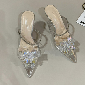 2025 New Stylish Chaussur Talon Haut Femm Summer Silver Rhinestone Shoes Women's <b>Sandals</b> - Product Image 2