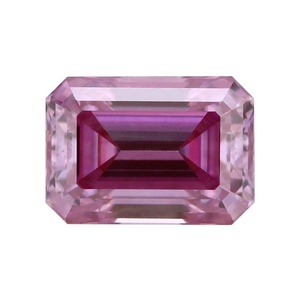 Moissanita Rosa Rectangular Tallada en Esmeralda, Creada en Laboratorio, con Bordes Biselados, Piedra Central Suelta para Anillo, Certificada por CAL, para Fabricación de Anillos - Product Image 1