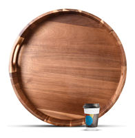 Plateau de service jetable extra large de 20 pouces en bois d'acacia robuste pour usage domestique, table basse ottoman, rangement de charcuterie