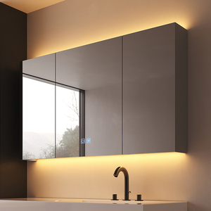 <span class=keywords><strong>Armoire</strong></span> à miroir <span class=keywords><strong>murale</strong></span> intelligente pour salle de bain <span class=keywords><strong>avec</strong></span> support de rangement intégré Finition laquée légère Panneau de <span class=keywords><strong>porte</strong></span> Boîte de rangement séparée - Product Image 4
