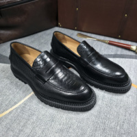 1 paire MOQ Mocassins légers pour hommes à semelle épaisse, en cuir gaufré crocodile, chaussures décontractées et habillées pour affaires