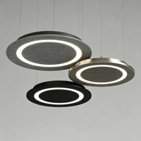 Lustre suspendu LED multi-anneaux en feutre PET à persiennes, insonorisant, en métal mixte, pour atrium et salon