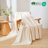Couverture Polaire Jacquard en Polyester Doux et Chaud à Motif Épi de Blé, Simple Couche, pour Canapé, Lit et Maison - Vente en Gros