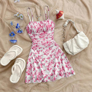 女式时尚碎花印花短裙连衣裙露背露背海滨沙滩风格数码印花度假 - Product Image 4