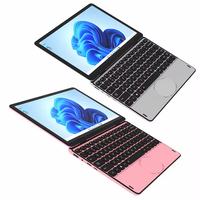 Slim Touch Screen Laptop Computer Intel N100 Win 11 Pink Silver Laptops Netbook 360 Portable PC for Business Office