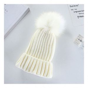 Womens Winter Ribbed Beanie Crossed Cap Chunky Cable <b>Pompom</b> Soft Warm Pom Knit <b>Hat</b> Promotion Gift - Product Image 4