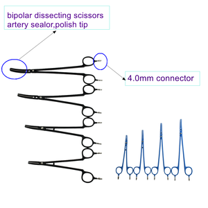 Anastomose vascular fina cirúrgica médica Instrumentos cirúrgicos curvo Fórceps hemostáticos Tesoura dissecante bipolar - Product Image 2