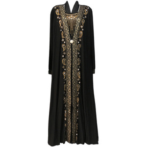 Vestido de noche musulmán tradicional ABAYA árabe Jacquard bordado Kaftan moda iraquí vestido con cuentas para mujeres ropa islámica - Product Image 4