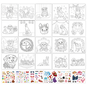 Set di 20 <span class=keywords><strong>Fogli</strong></span> per Disegno Fai-<span class=keywords><strong>da</strong></span>-Te, Libro di Adesivi per Vestire Animali Domestici, Kit di Colorazione a Tema Cuccioli per Bambini - Product Image 4