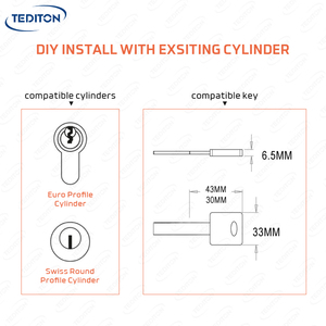 Tediton Smart <span class=keywords><strong>Lock</strong></span> <span class=keywords><strong>Cylinder</strong></span> Tuya App Desbloqueo remoto Digital <span class=keywords><strong>Lock</strong></span> Cilindro Keyless <span class=keywords><strong>Electronic</strong></span> Smart Door <span class=keywords><strong>Lock</strong></span> - Product Image 6