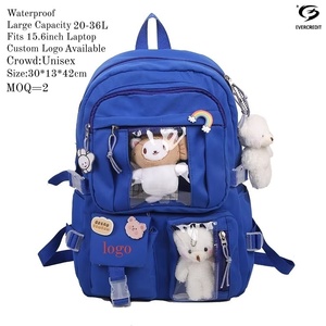 Unisex Junior/Senior High School Studentenrucksack, modischer japanischer/koreanischer Stil, große Kapazität, wasserdichter Nylon-Reißverschluss für Reisen - Product Image 5