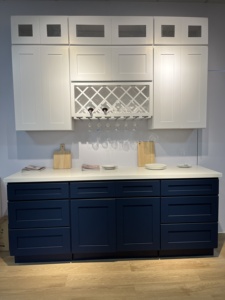 Vietnam usine moderne bleu marine bois massif RTA armoires de cuisine acrylique porte tiroir glissière pour cuisine stockage pour appartements - Product Image 4