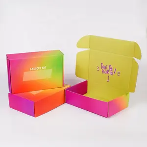 도매 사용자 정의 로고 골판지 평면 접는 핑크 상자 의류 인쇄 내구성 골판지 배송 상자
