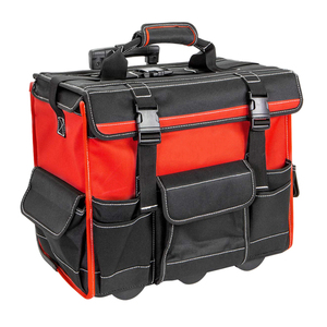 18" Waterproof <b>Rolling</b> <b>Tool</b> Bag Organizer with Adjustable Telescoping Handle 150 lb Capacity Multi-Compartment Storage Wheels - Product Image 4