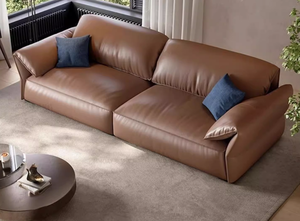 Giấc mơ đẹp ý tối giản tai voi da nghệ thuật sofa thiết lập hiện đại Thiết kế đơn giản phòng khách gia súc nhỏ màu vàng - Product Image 2