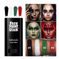 Crayon de maquillage pour le visage pour festival et cosplay, 4 couleurs (noir, blanc, vert, rouge), résistant à l'eau, à mécanisme rotatif, marque privée, cadeau d'Halloween