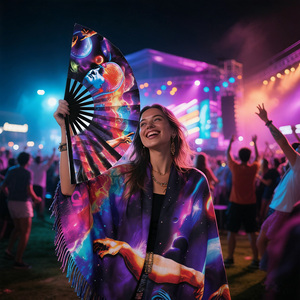 Bufanda Pashmina de Cachemira Suave con Diseño de Impresión Personalizada a Doble Cara, Accesorio para Fiestas de Música Rave de Invierno, Chal con Borlas, Excelente - Product Image 5