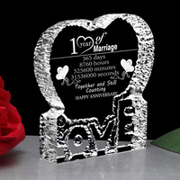 Ornements de mariage en cristal 20e anniversaire, gravables, pour lui et pour elle, impression numérique sculptée, motif animal, jetons d'amour, souvenir d'anniversaire