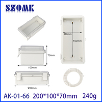 SZOMK AK-01-66 200x100x70mm, pour l'extérieur, Ip66, boîtier en plastique Abs étanche, boîte de jonction électrique à charnière avec couvercle Transparent