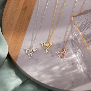 <span class=keywords><strong>Collar</strong></span> de pájaro <span class=keywords><strong>Collar</strong></span> de colibrí Joyería no deslustrada Colgante de pájaro hipoalergénico chapado en oro de 18 quilates - Product Image 5