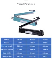 Machine de scellage manuelle portative SF-400 400 mm (16 pouces) avec largeur de joint de 2 mm pour l'emballage de poudre d'ail