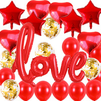 Ballons en latex à motif cœur et étoile rouges et blancs, thème amour, lettres cursives, pour la décoration de la Saint-Valentin – Vente chaude