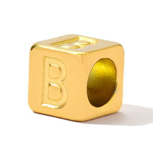 Acier inoxydable A-Z <span class=keywords><strong>Lettre</strong></span> Alphabet Entretoise Perles Femmes Capital Initiale Nom <span class=keywords><strong>Cube</strong></span> DIY Collier Pendentifs Bijoux - Product Image 2