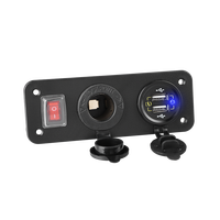 Chargeur de voiture 12V 24V, panneau double 18W QC3.0 USB, chargeur rapide, prise allume-cigare, prise de courant avec interrupteur marche/arrêt