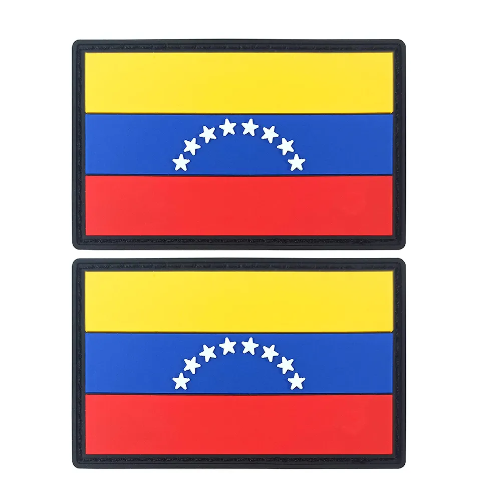 Wholesale custom logo clothing Venezuela flag heat cut side pvc laser patch