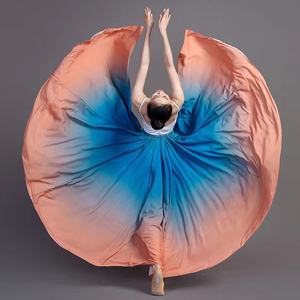 للبيع بالجملة أداء متدرج للرقص الشرقي بالألوان من لهب دائرة نصف تنورة طويلة - Product Image 3