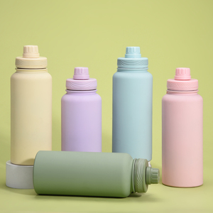 Nouvelle bouteille à double paroi grande capacité <span class=keywords><strong>1L</strong></span> anti-dérapant en acier inoxydable bouteille à vide large bouche Portable Sports de plein air tasse d'eau - Product Image 4