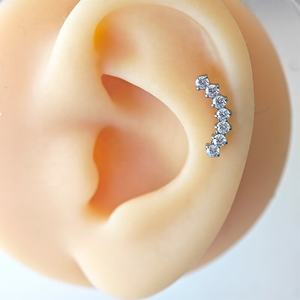 卸売カスタムG23チタンピアス内ネジ式ラウンドジルコンヘリックススタッドピアスフラットバック軟骨ボディジュエリー - Product Image 5