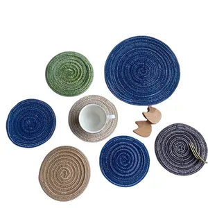 Home Weaving Tablemats Round Placemat Wedding Japanese Eco Friendly Anti Slip Table Mat Washable Placemat