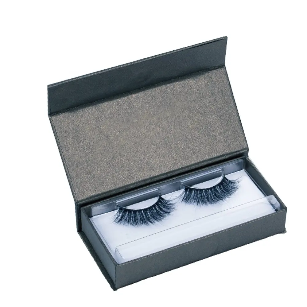 Custom Logo Black rigid Cardboard Retail False Eyelash show case with clear PVC window Packaging Box