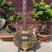 Guitare basse électrique personnalisée à 4 cordes, corps traversant, corps en acajou, éclaté en érable, micro actif, accepte les commandes personnalisées à 5 ou 6 cordes