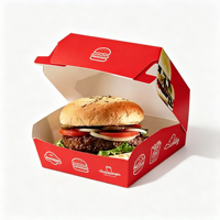 Emballage personnalisé à emporter, grand emballage carré pliable pour restaurant, emballage pour sandwich, emballage pour déjeuner, emballage pour boîte à hamburger