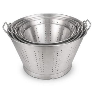 Passoire de cuisine professionnelle en acier inoxydable 201 pour légumes et pâtes avec poignées, panier de drainage pour restaurant et hôtel - Product Image 1