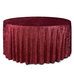 Burgundy sang trọng nhung bảng vải 120 / 132 inch Khăn trải bàn tròn mềm nghiền nát Khăn trải bàn Nhung - Product Image 1