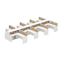 Bureau de travail moderne de 59 à 118 pouces de large avec gestion des câbles, prises de courant intégrées, tiroirs verrouillables et éclairage d'appoint LED