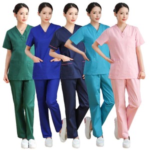 Setelan seragam perawat wanita kain lembut 35% katun set Scrub dokter rumah sakit yang dapat dicuci - Product Image 1