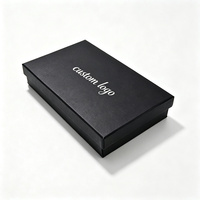 Boîte en carton rigide de luxe pour ceintures pour hommes, portefeuilles de luxe, boîte cadeau noire élégante avec couvercle, emballage en papier
